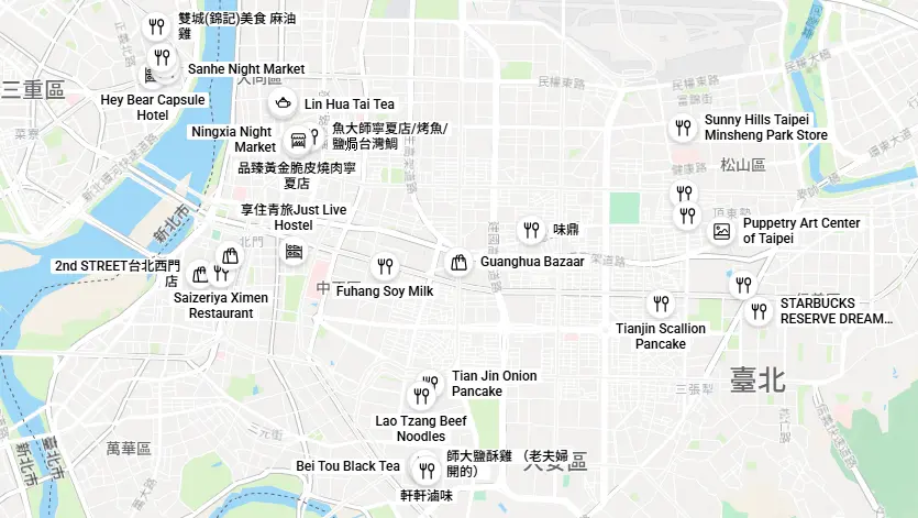 台湾珍道中マップ